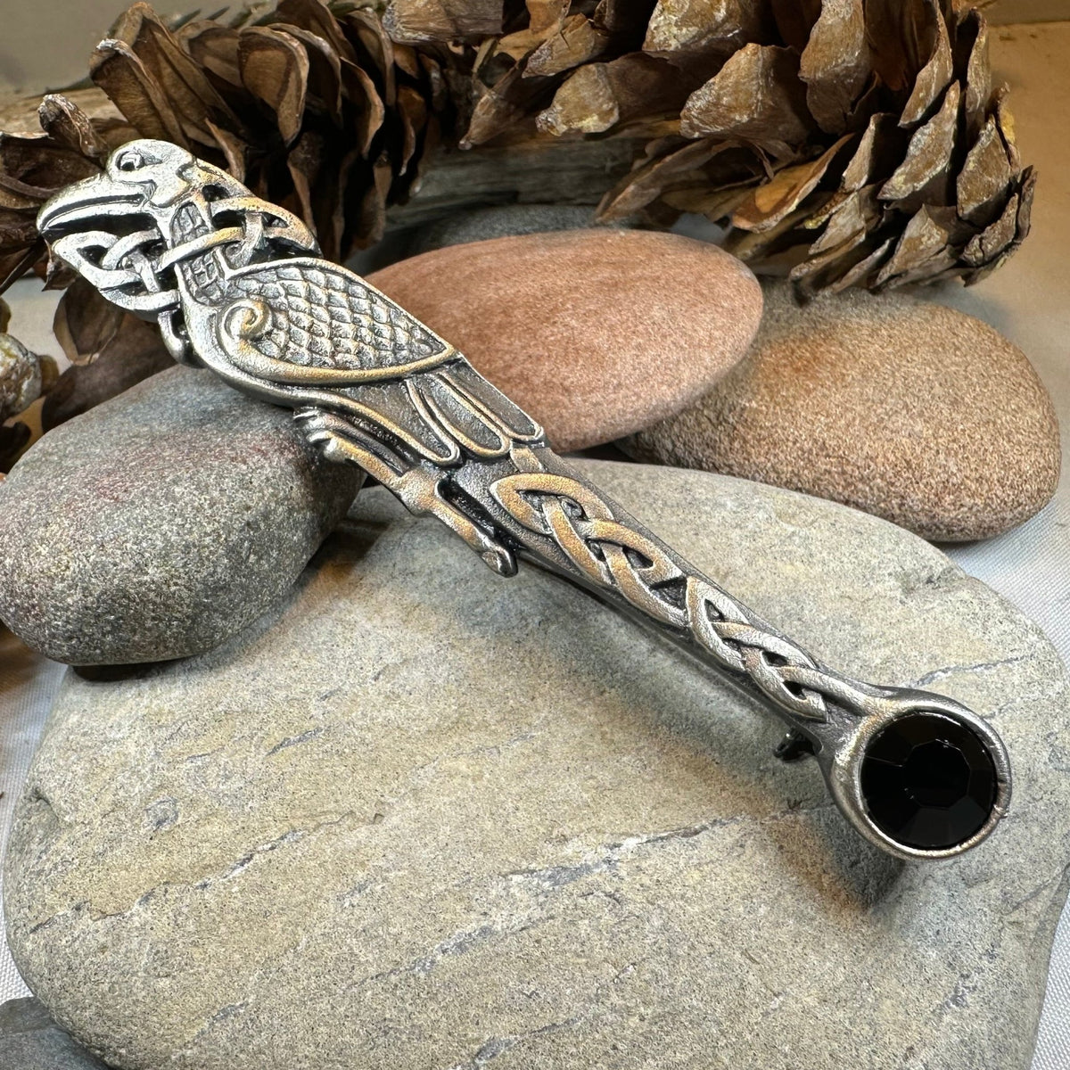 Celtic Raven Crystal Kilt Pin - Handmade in Scotland Kilt Pin La Vie Bien Celtic Raven Crystal Kilt Pin - Handmade in Scotland