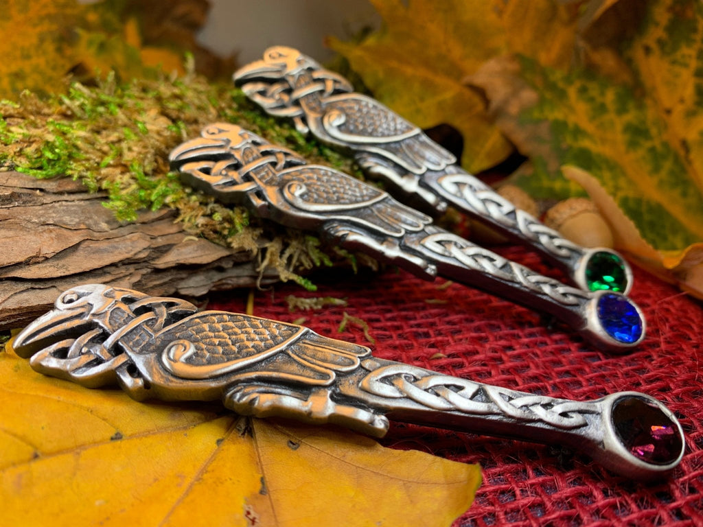 Celtic Raven Crystal Kilt Pin - Handmade in Scotland Kilt Pin La Vie Bien Celtic Raven Crystal Kilt Pin - Handmade in Scotland