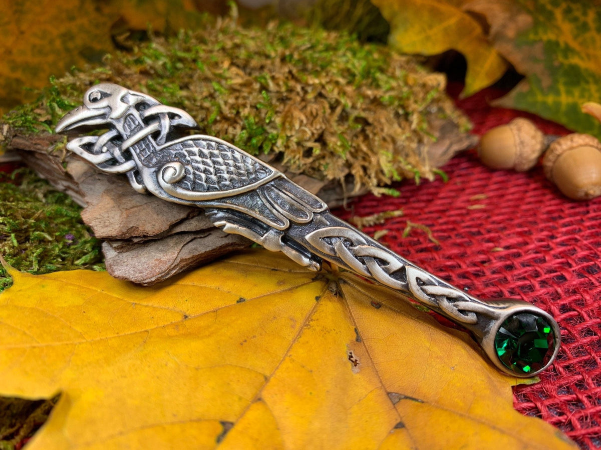 Celtic Raven Crystal Kilt Pin - Handmade in Scotland Kilt Pin La Vie Bien Celtic Raven Crystal Kilt Pin - Handmade in Scotland