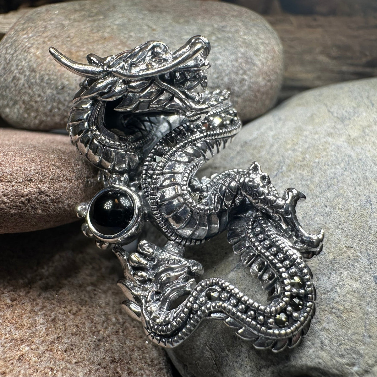 Celtic Rising Dragon Brooch in Sterling Silver Pendant La Vie Bien Celtic Rising Dragon Brooch in Sterling Silver