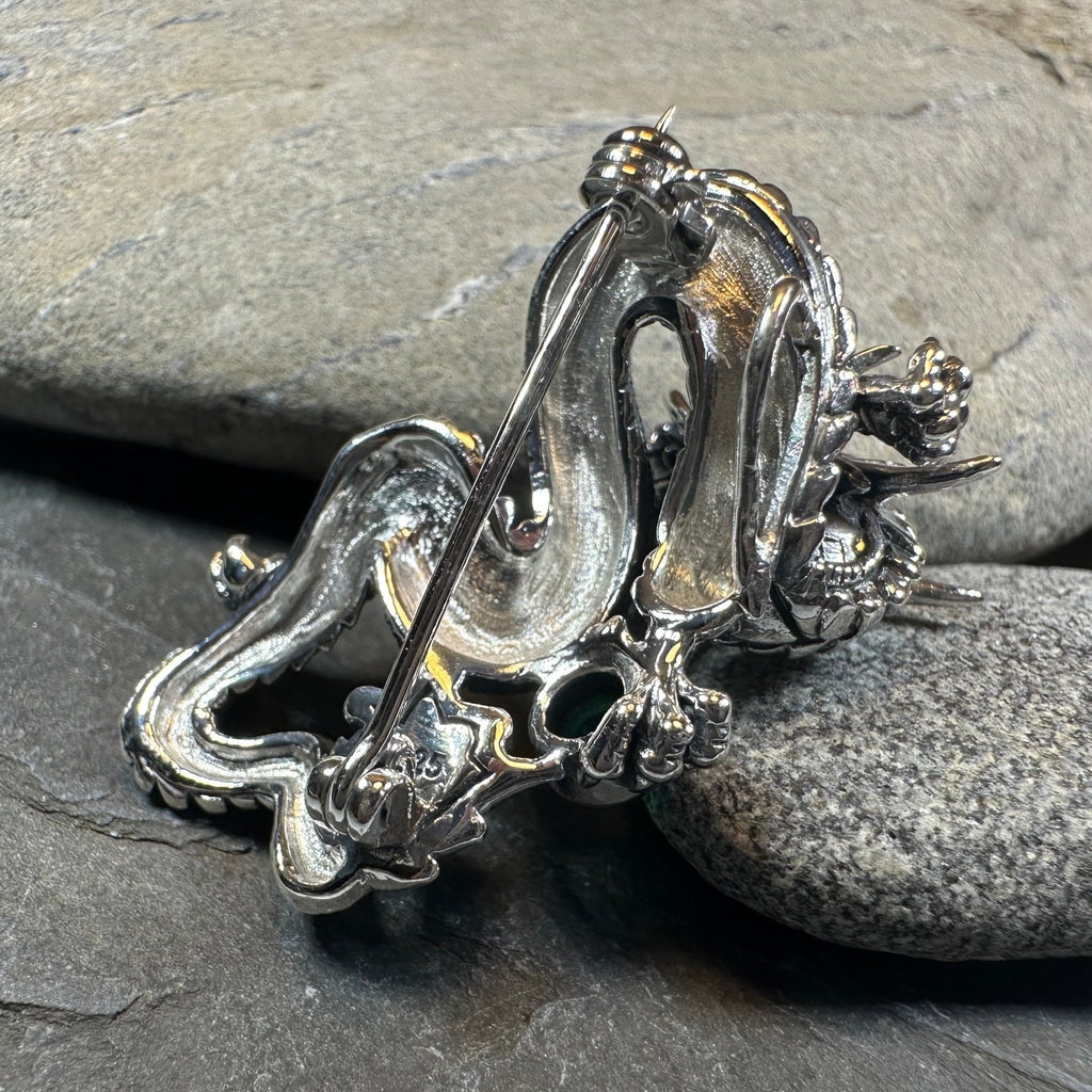 Celtic Rising Dragon Brooch in Sterling Silver Pendant La Vie Bien Celtic Rising Dragon Brooch in Sterling Silver