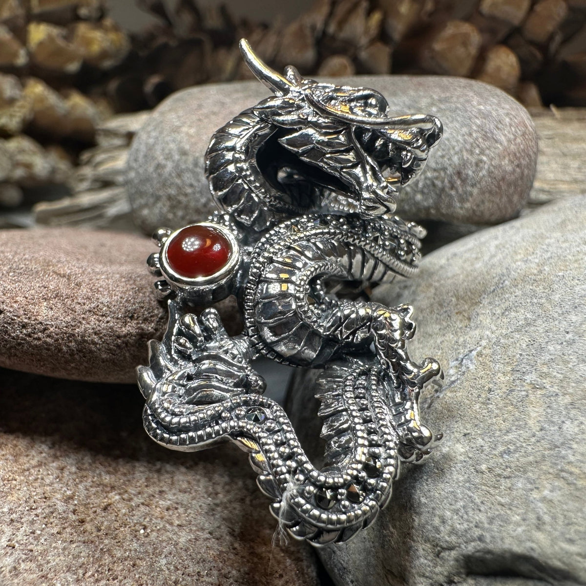 Celtic Rising Dragon Brooch in Sterling Silver Pendant La Vie Bien Celtic Rising Dragon Brooch in Sterling Silver
