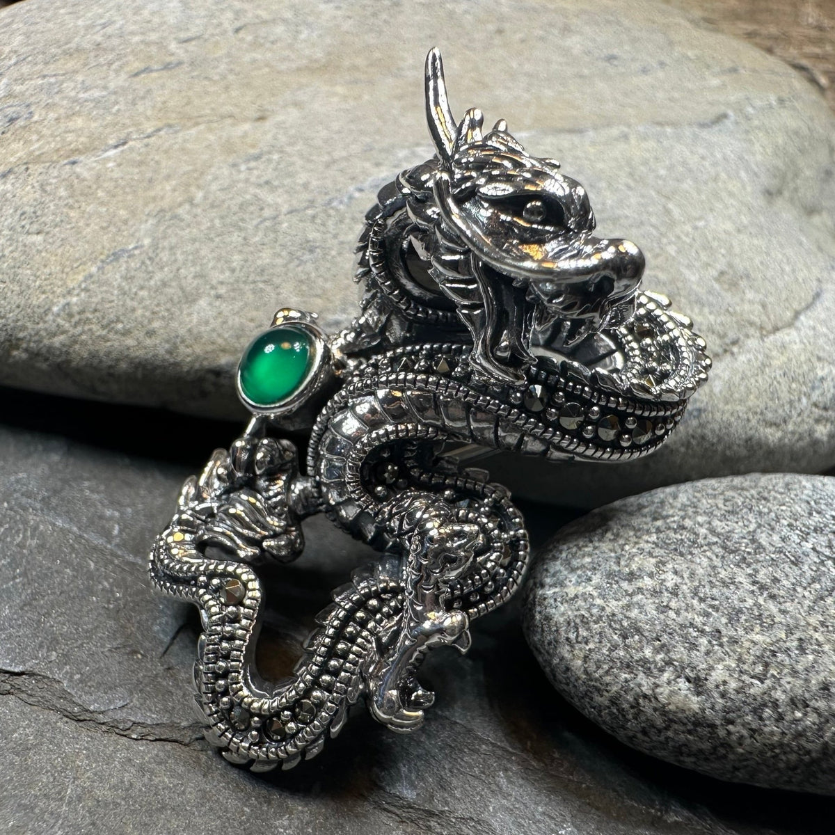 Celtic Rising Dragon Brooch in Sterling Silver Pendant La Vie Bien Celtic Rising Dragon Brooch in Sterling Silver