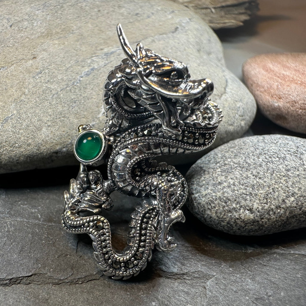 Celtic Rising Dragon Brooch in Sterling Silver Pendant La Vie Bien Celtic Rising Dragon Brooch in Sterling Silver