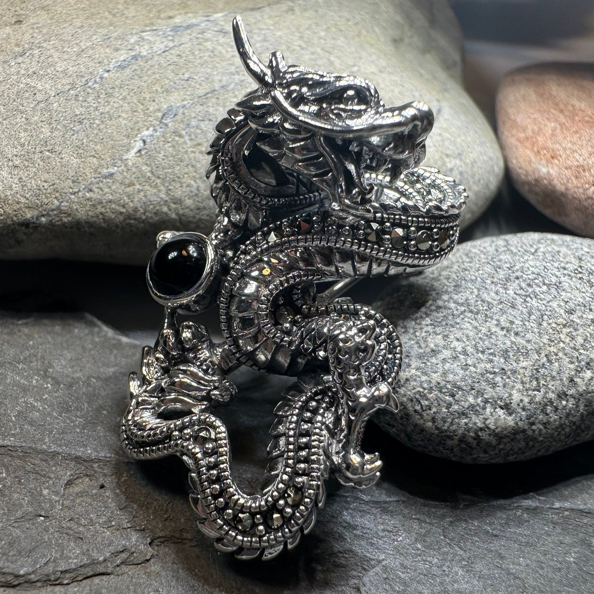 Celtic Rising Dragon Brooch in Sterling Silver Pendant La Vie Bien Celtic Rising Dragon Brooch in Sterling Silver