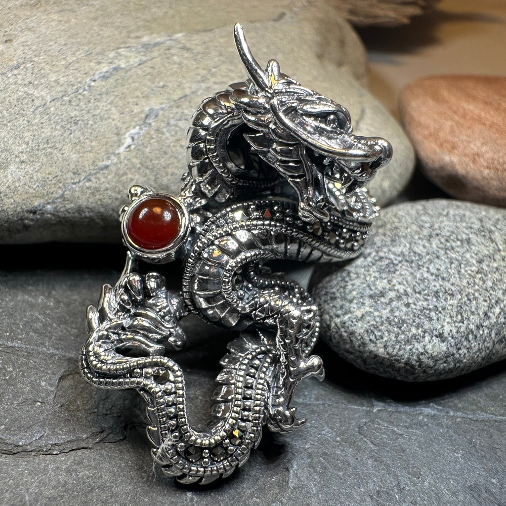 Celtic Rising Dragon Brooch in Sterling Silver Pendant La Vie Bien Celtic Rising Dragon Brooch in Sterling Silver