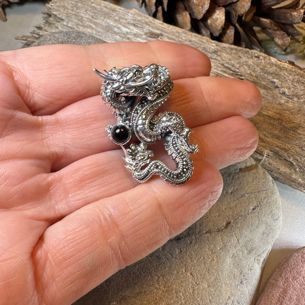 Celtic Rising Dragon Brooch in Sterling Silver Pendant La Vie Bien Celtic Rising Dragon Brooch in Sterling Silver