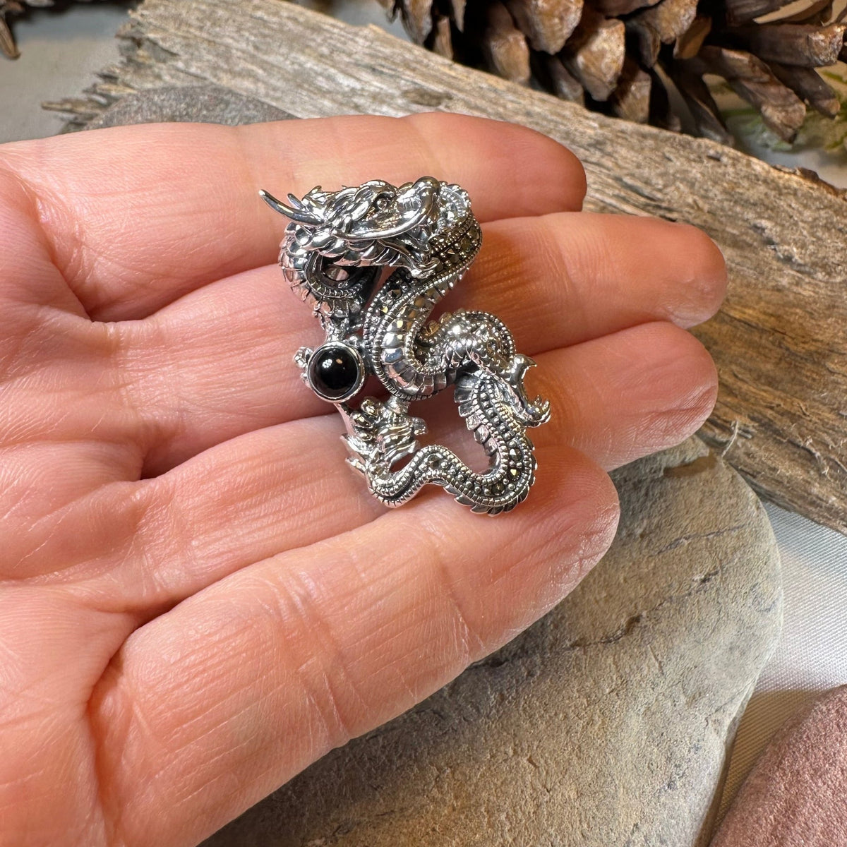 Celtic Rising Dragon Brooch in Sterling Silver Pendant La Vie Bien Celtic Rising Dragon Brooch in Sterling Silver