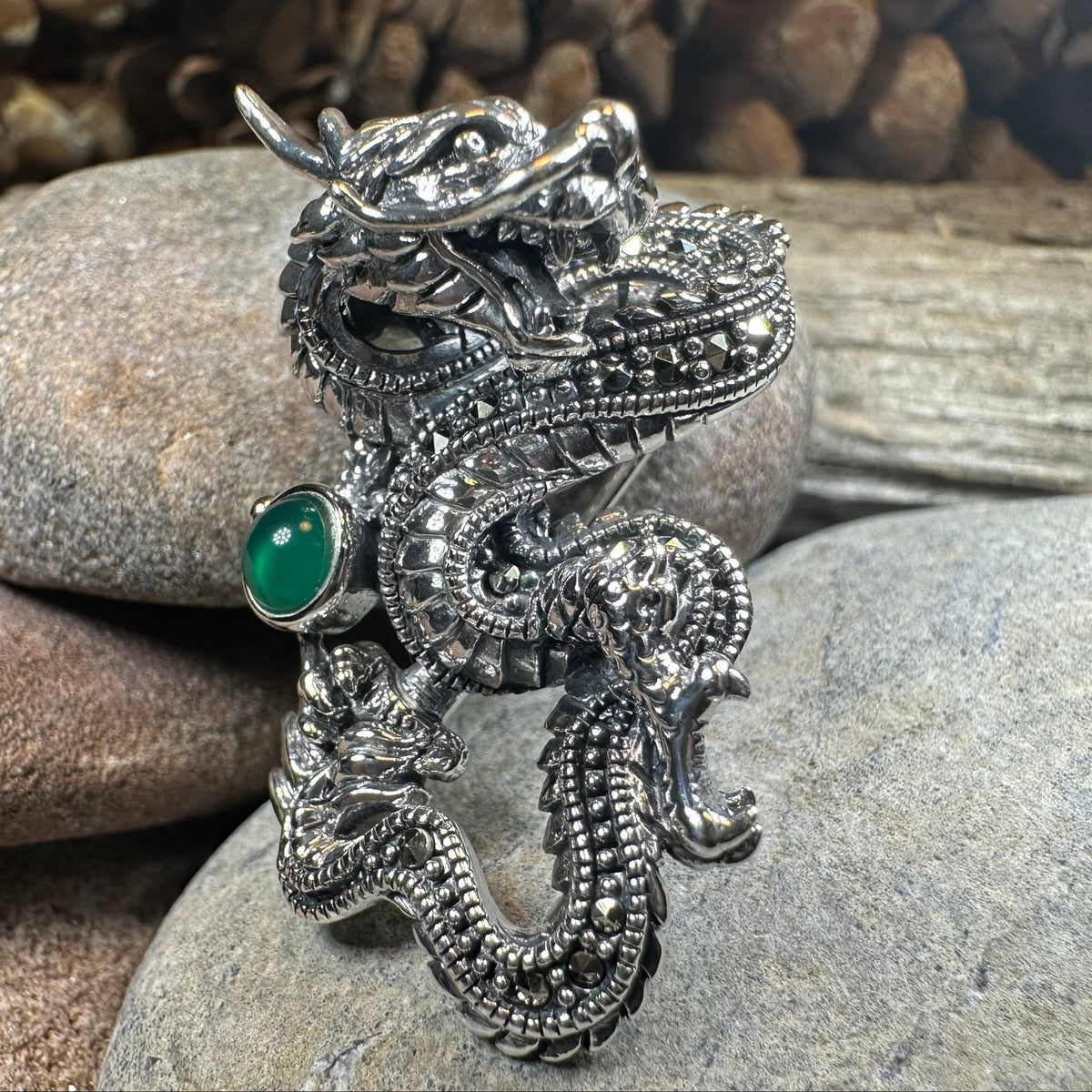 Celtic Rising Dragon Brooch in Sterling Silver Pendant La Vie Bien Celtic Rising Dragon Brooch in Sterling Silver