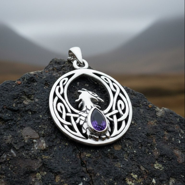 Celtic Rising Phoenix Necklace in Sterling Silver Pendant La Vie Bien Celtic Rising Phoenix Necklace in Sterling Silver