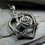 Celtic Rose Heart Necklace in Sterling Silver Pendant La Vie Bien Celtic Rose Heart Necklace in Sterling Silver