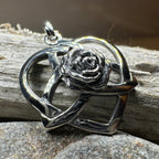 Celtic Rose Heart Necklace in Sterling Silver Pendant La Vie Bien Celtic Rose Heart Necklace in Sterling Silver