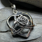 Celtic Rose Heart Necklace in Sterling Silver Pendant La Vie Bien Celtic Rose Heart Necklace in Sterling Silver