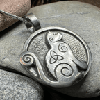 Celtic Spiral Cat Pewter Necklace Pendant La Vie Bien Celtic Spiral Cat Pewter Necklace
