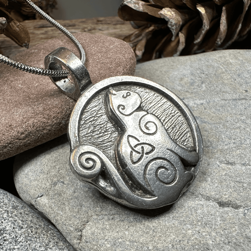 Celtic Spiral Cat Pewter Necklace Pendant La Vie Bien Celtic Spiral Cat Pewter Necklace