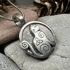 Celtic Spiral Cat Pewter Necklace Pendant La Vie Bien Celtic Spiral Cat Pewter Necklace