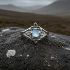 Celtic Starshine Moonstone Ring in Sterling Silver Ring La Vie Bien Celtic Starshine Moonstone Ring in Sterling Silver