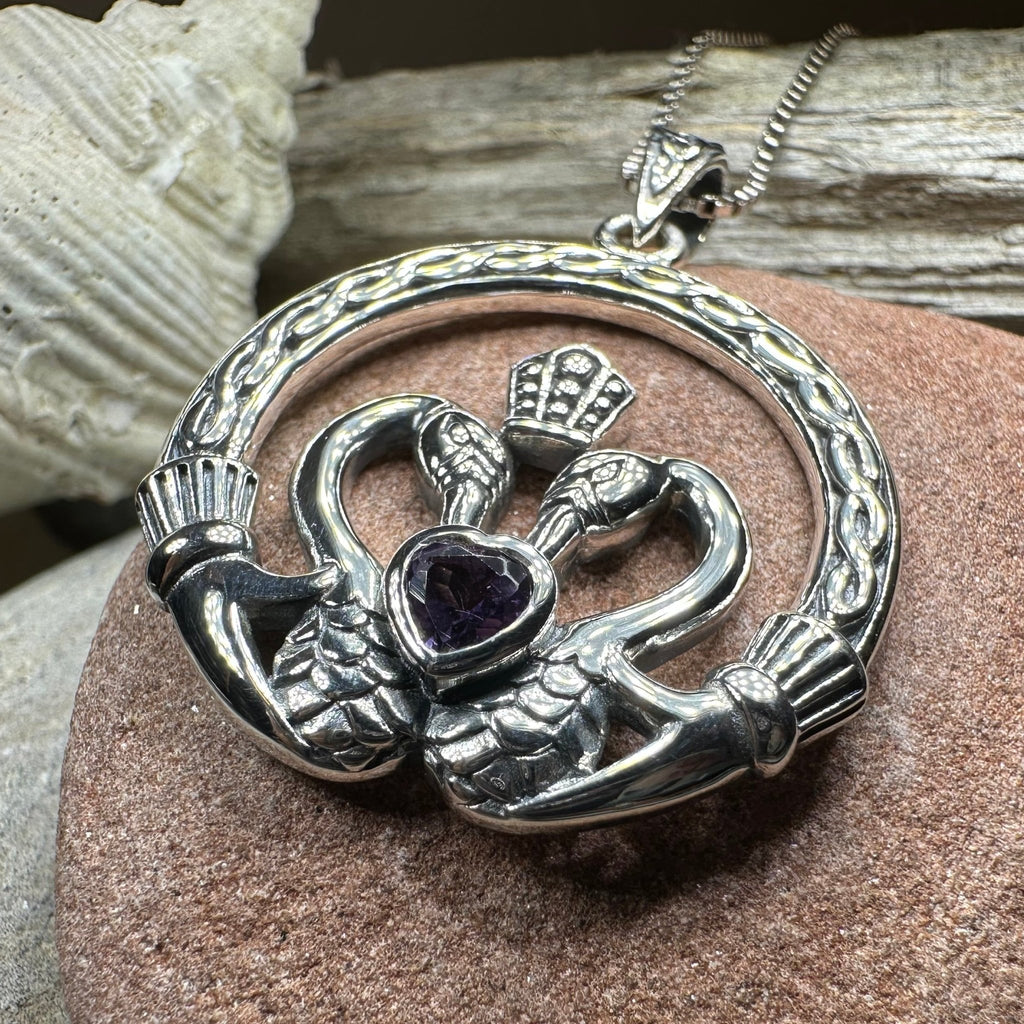 Celtic Swan Claddagh Necklace in Sterling Silver Pendant La Vie Bien Celtic Swan Claddagh Necklace in Sterling Silver