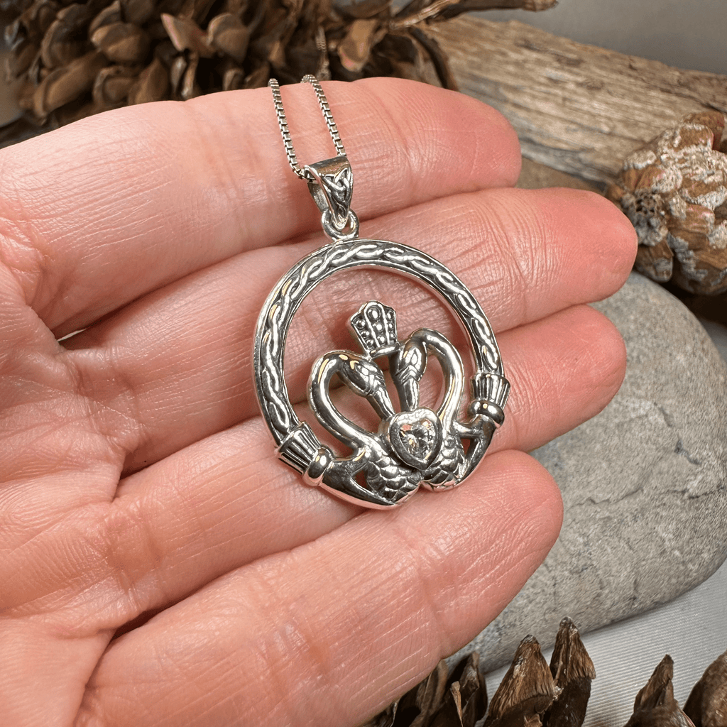 Celtic Swan Claddagh Necklace in Sterling Silver Pendant La Vie Bien Celtic Swan Claddagh Necklace in Sterling Silver