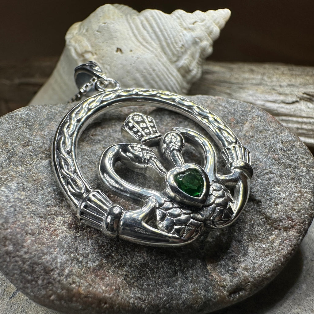 Celtic Swan Claddagh Necklace in Sterling Silver Pendant La Vie Bien Celtic Swan Claddagh Necklace in Sterling Silver