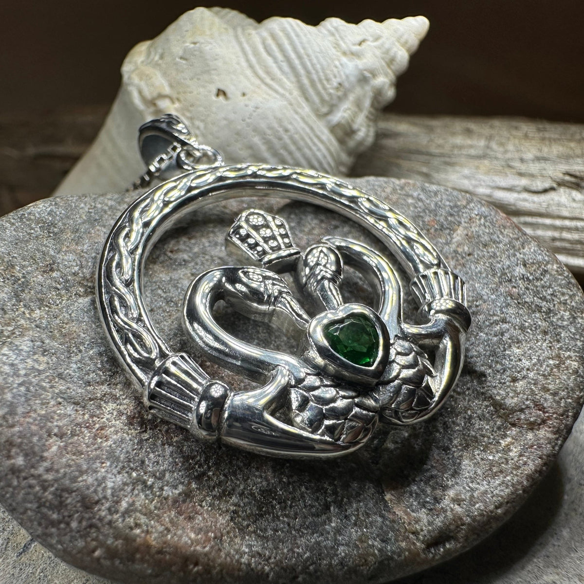 Celtic Swan Claddagh Necklace in Sterling Silver Pendant La Vie Bien Celtic Swan Claddagh Necklace in Sterling Silver