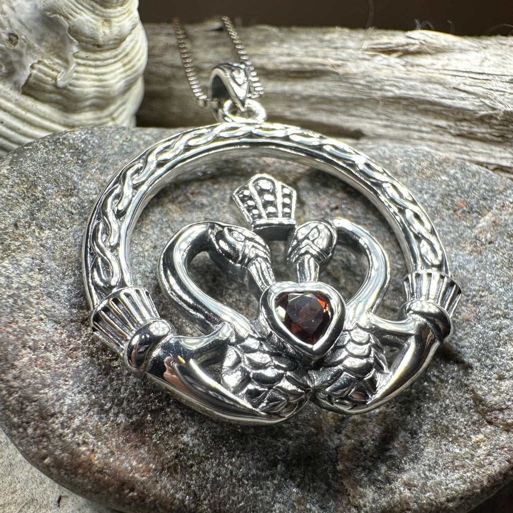 Celtic Swan Claddagh Necklace in Sterling Silver Pendant La Vie Bien Celtic Swan Claddagh Necklace in Sterling Silver