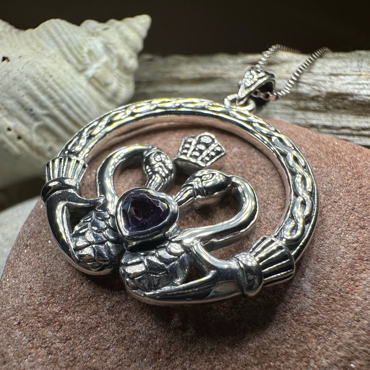 Celtic Swan Claddagh Necklace in Sterling Silver Pendant La Vie Bien Celtic Swan Claddagh Necklace in Sterling Silver