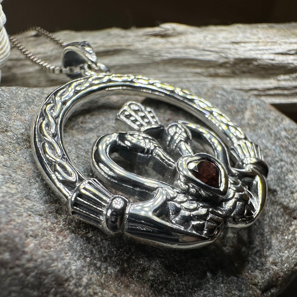 Celtic Swan Claddagh Necklace in Sterling Silver Pendant La Vie Bien Celtic Swan Claddagh Necklace in Sterling Silver