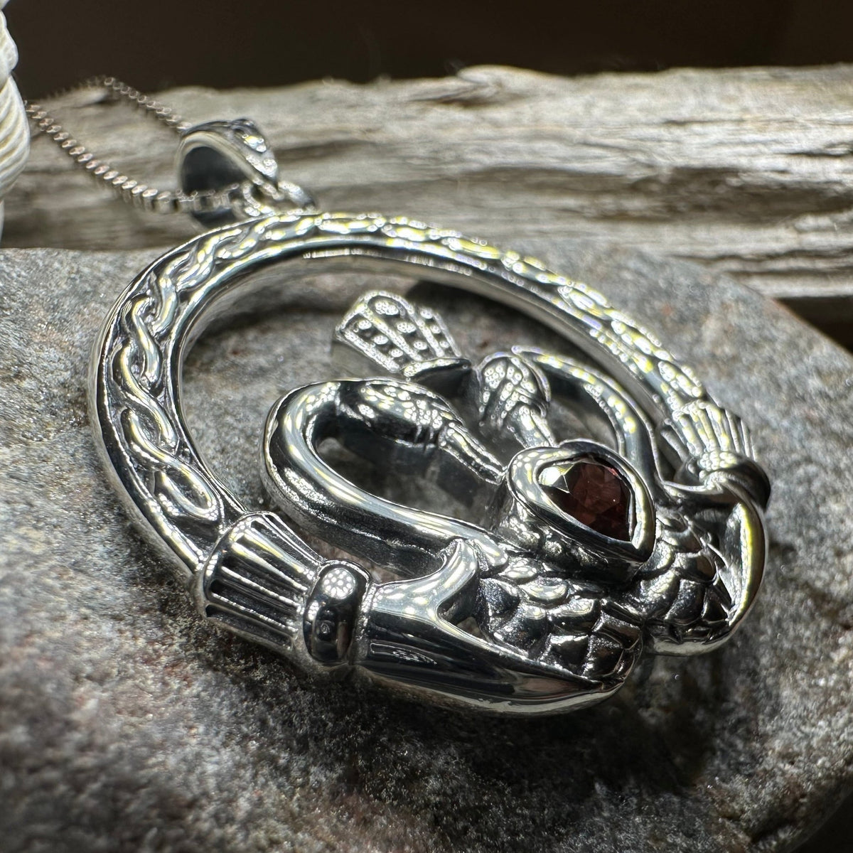 Celtic Swan Claddagh Necklace in Sterling Silver Pendant La Vie Bien Celtic Swan Claddagh Necklace in Sterling Silver