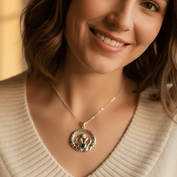 Celtic Swan Claddagh Necklace in Sterling Silver Pendant La Vie Bien Celtic Swan Claddagh Necklace in Sterling Silver