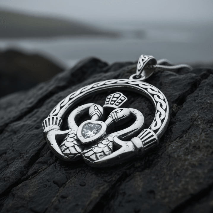 Celtic Swan Claddagh Necklace in Sterling Silver Pendant La Vie Bien Celtic Swan Claddagh Necklace in Sterling Silver