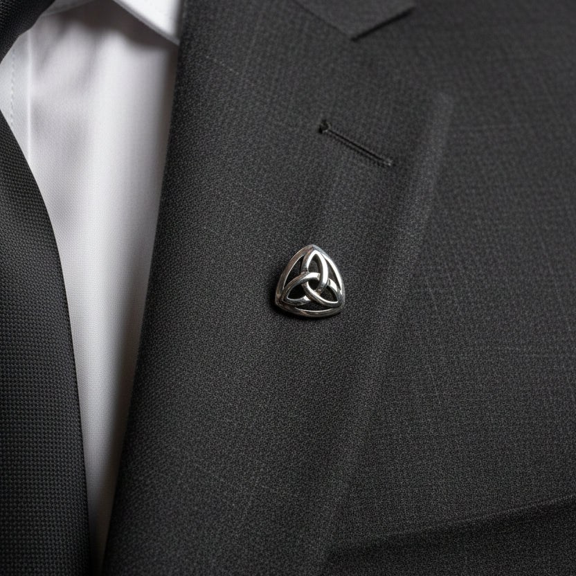 Celtic Trinity Knot Lapel Pin in Sterling Silver Brooch La Vie Bien Celtic Trinity Knot Lapel Pin in Sterling Silver