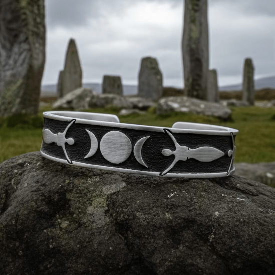 Celtic Triple Moon Goddess Bracelet Cuff Bracelet La Vie Bien Celtic Triple Moon Goddess Bracelet