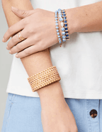 Ceramic Bead Stretch Bracelet – Blue Flowers La Vie Bien Ceramic Bead Stretch Bracelet – Blue Flowers