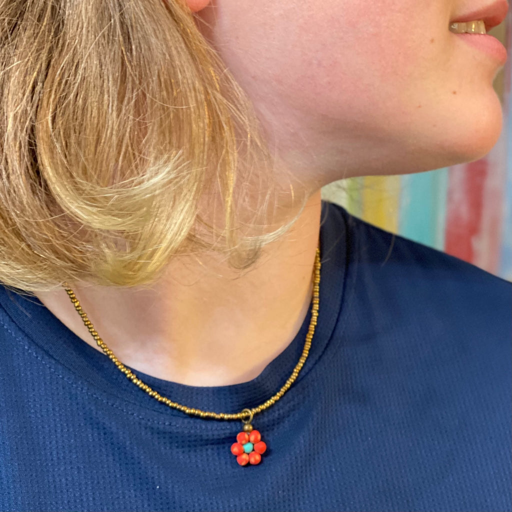 Ceramic Daisy Necklace Necklace La Vie Bien Ceramic Daisy Necklace