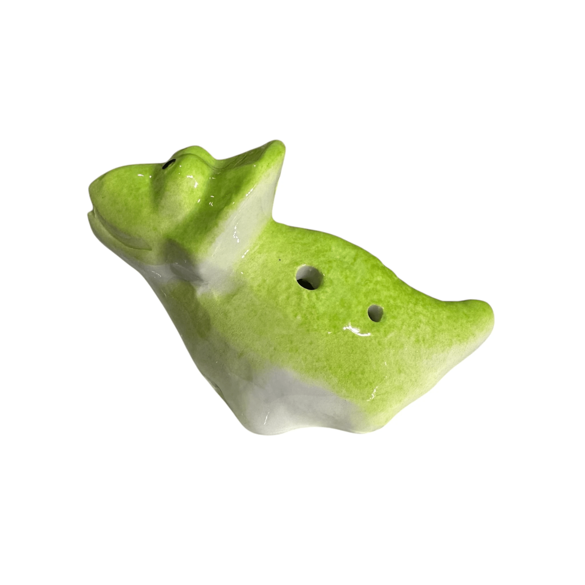 Ceramic Dinosaur Ocarina Green by Music Frog Co