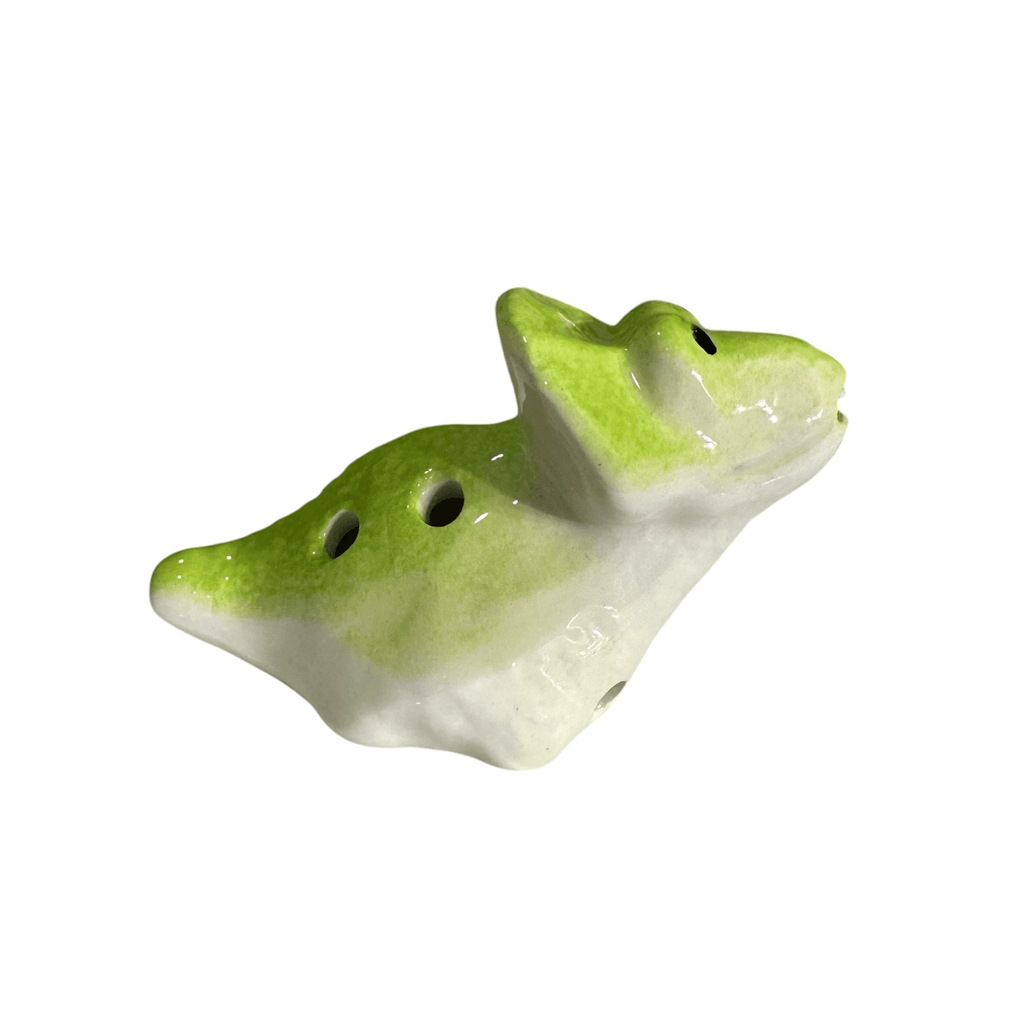 Ceramic Dinosaur Ocarina Green by Music Frog Co