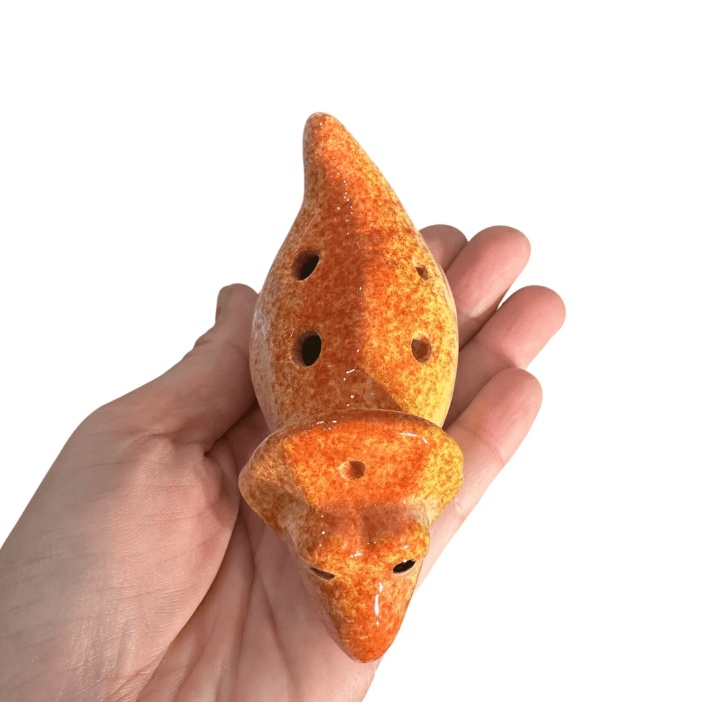 Ceramic Dinosaur Ocarina Orange by Music Frog Co