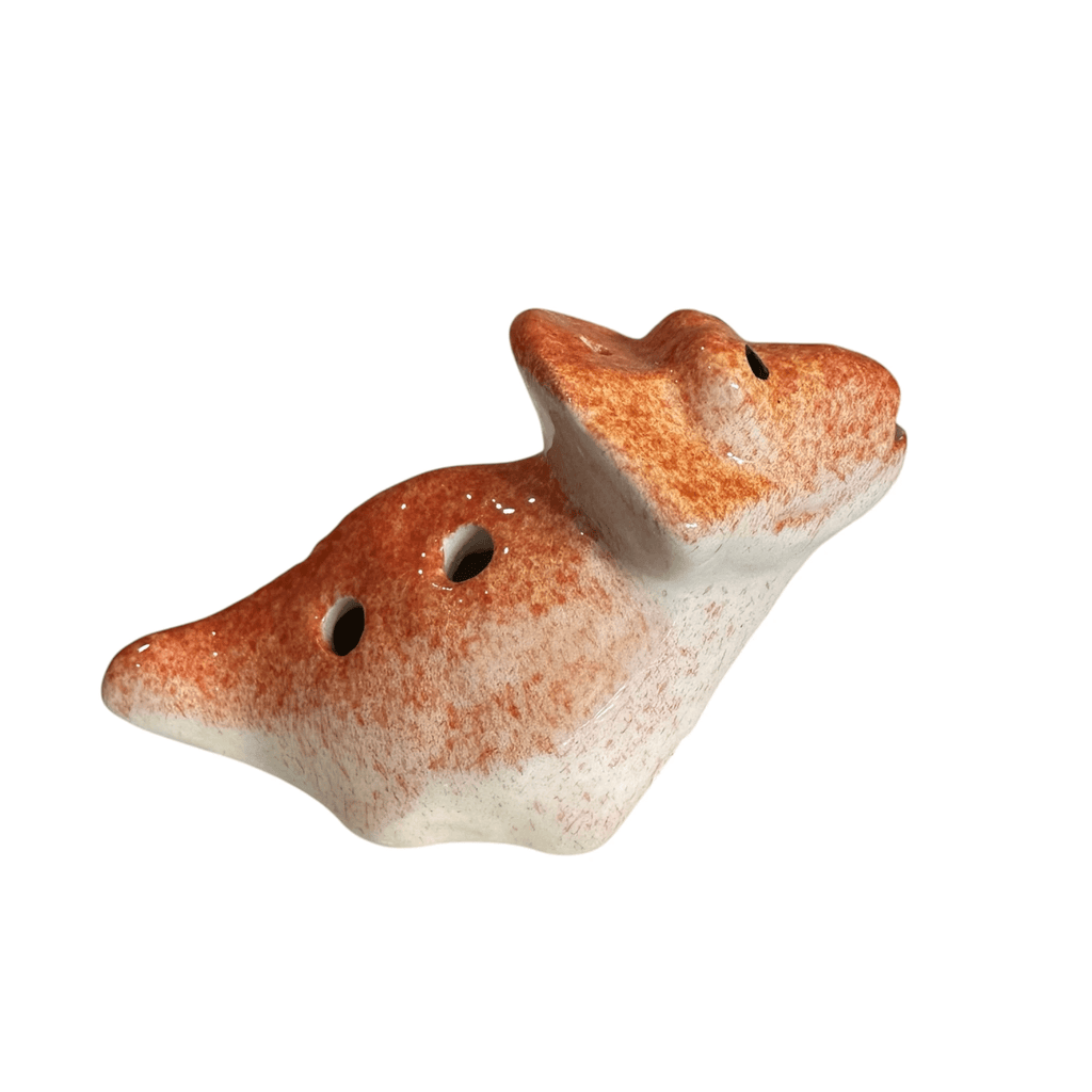 Ceramic Dinosaur Ocarina Orange by Music Frog Co