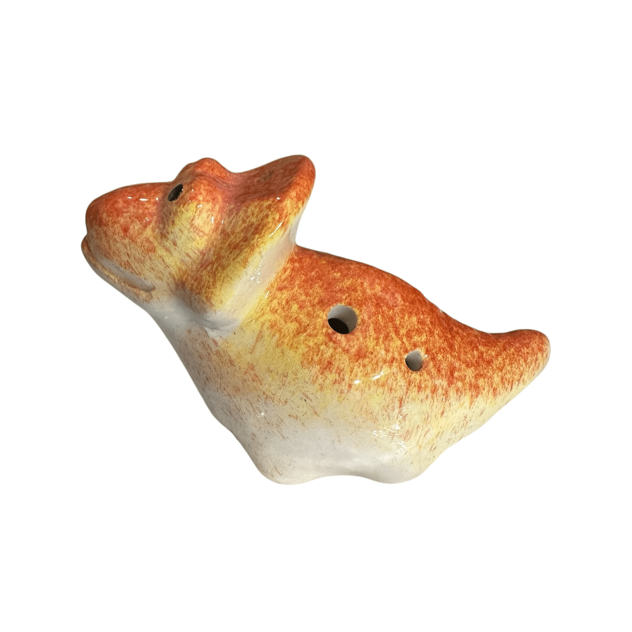Ceramic Dinosaur Ocarina Orange by Music Frog Co