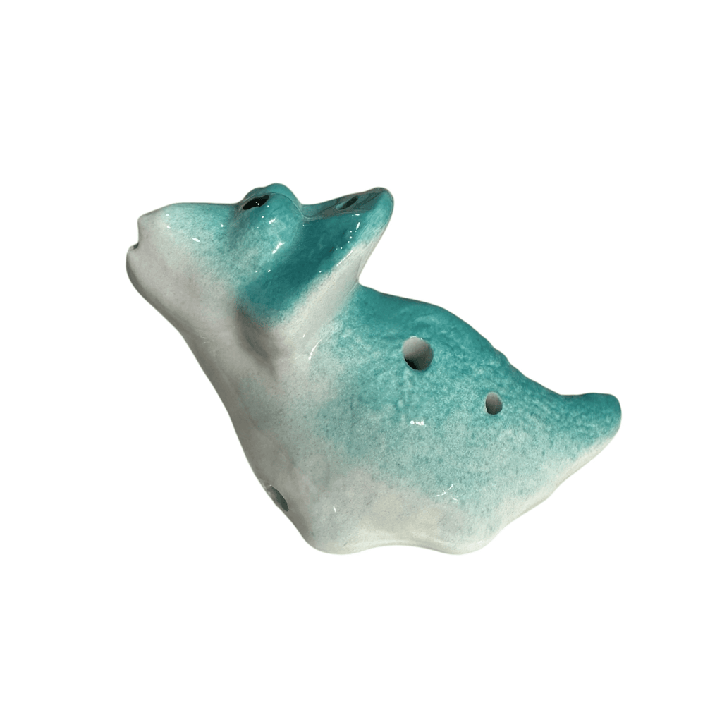 Ceramic Dinosaur Ocarina Teal by Music Frog Co