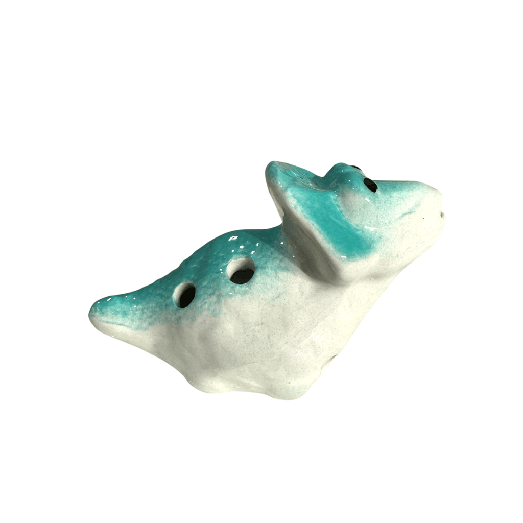 Ceramic Dinosaur Ocarina Teal by Music Frog Co