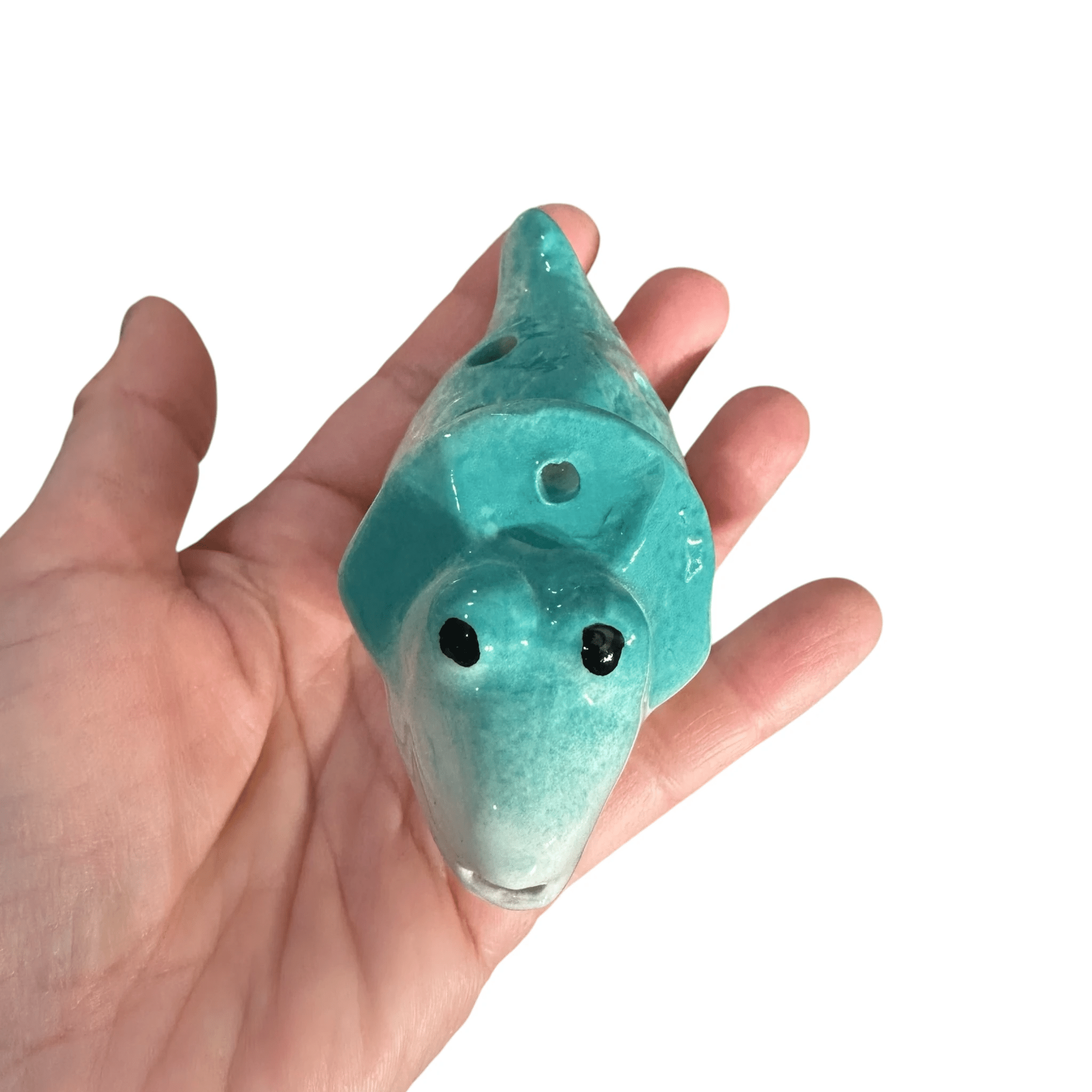 Ceramic Dinosaur Ocarina Teal by Music Frog Co