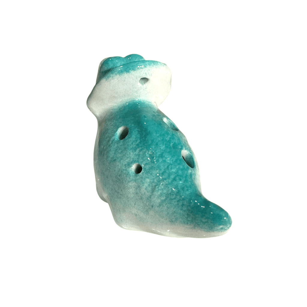 Ceramic Dinosaur Ocarina Teal by Music Frog Co