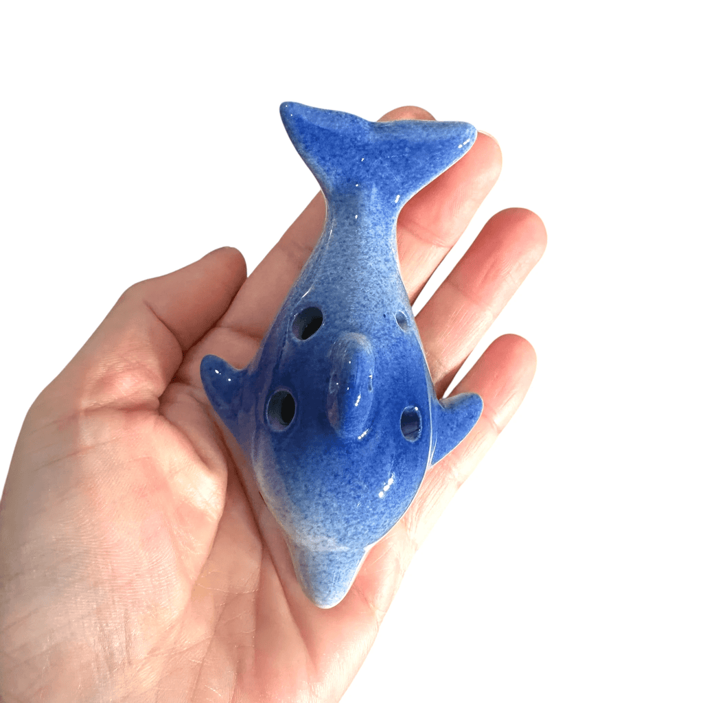 Ceramic Dolphin Ocarina Ocean Blue by Music Frog Co