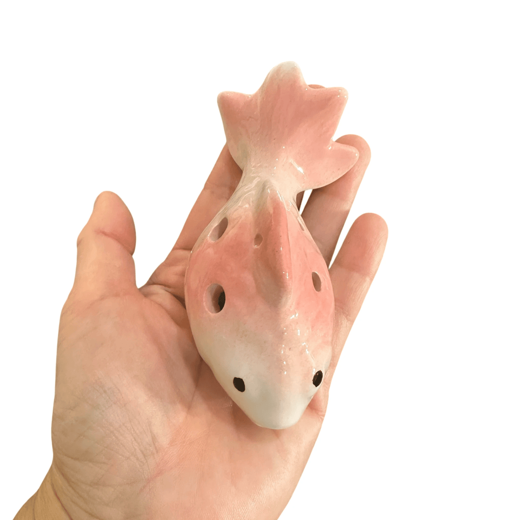 Ceramic Goldfish Ocarina Ocean Pink by Music Frog Co