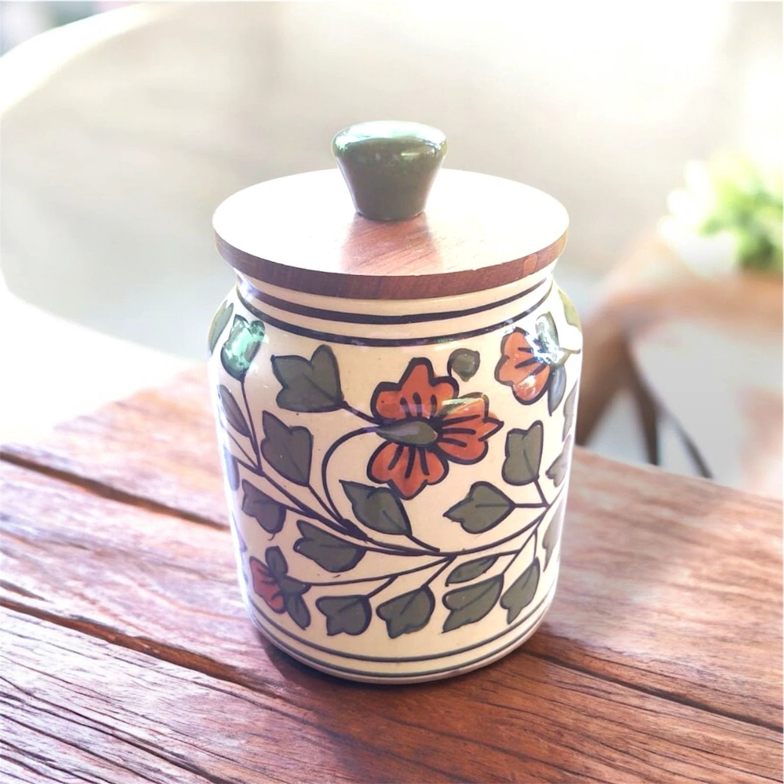 Ceramic Jars with Wooden Lids by Bohozena