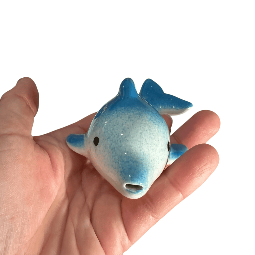 Ceramic Playful Dolphin Ocarina Sky by Music Frog Co