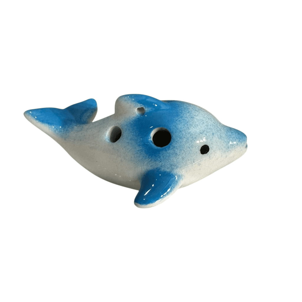 Ceramic Playful Dolphin Ocarina Sky by Music Frog Co