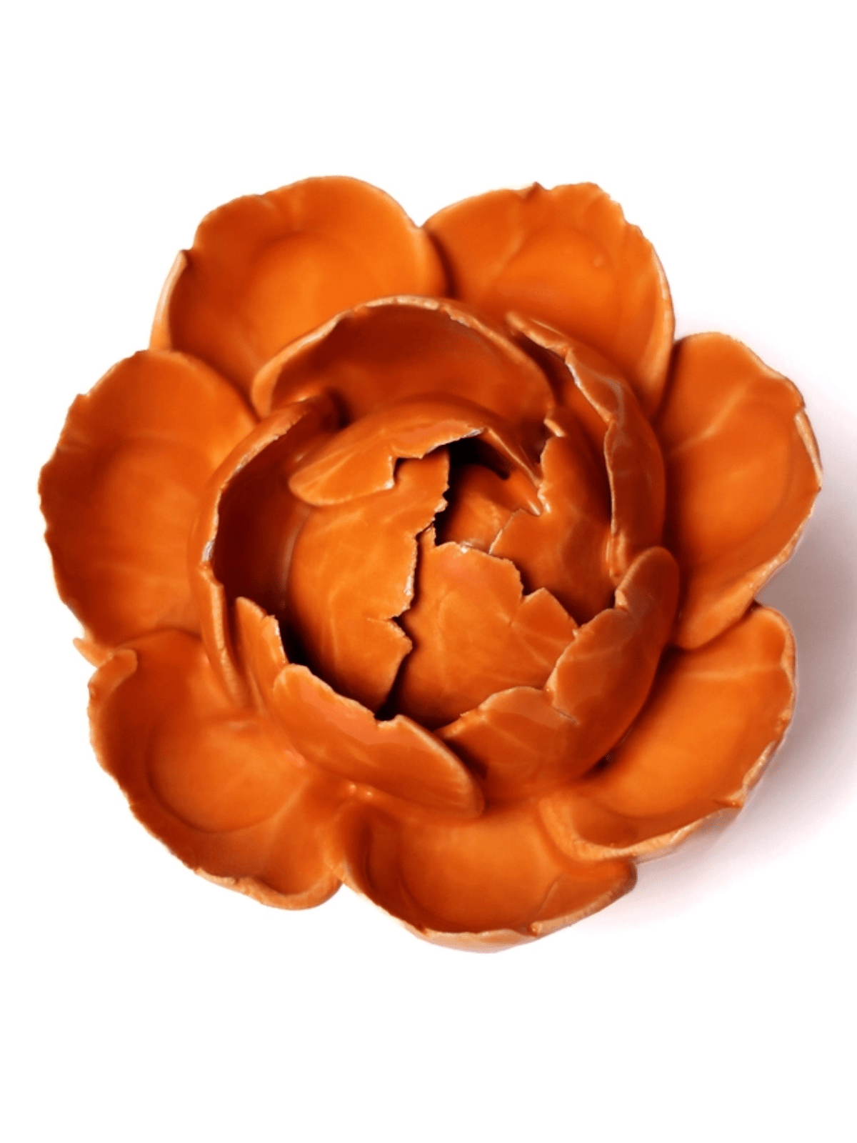Ceramic Small Orange Peony Flower figurine La Vie Bien Ceramic Small Orange Peony Flower
